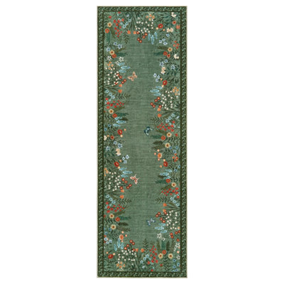 Washable Area Rug for Living Room - Soft Non-Slip Floral Botanical Carpet  Floor Rug - Perfect for Bedroom, Dining Room, Guest Room, Home Decor