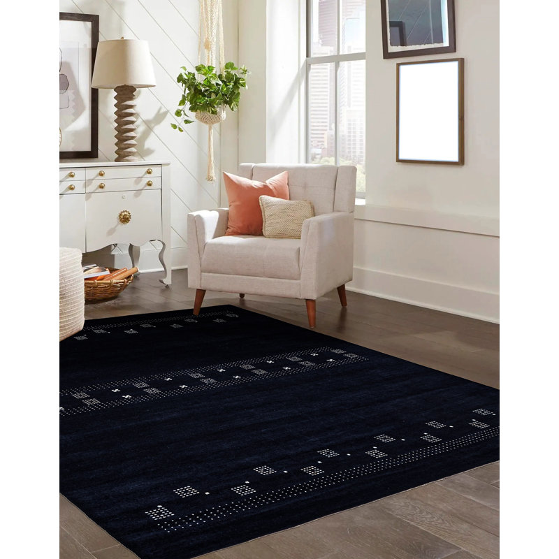 Tapis bleu marine Kashkuli Gabbeh 8 pi 1 po x 9 pi 7 po