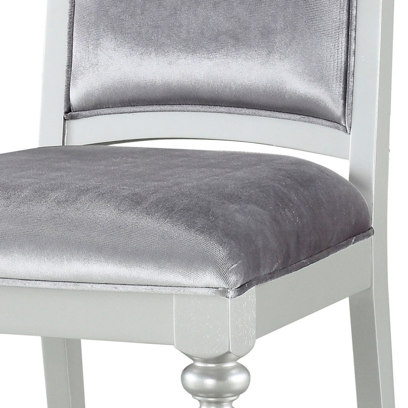 2 pièces d'appoint en gris et argent - Tissu élégant avec structure en bois incrusté de strass recouvert de 2 sièges