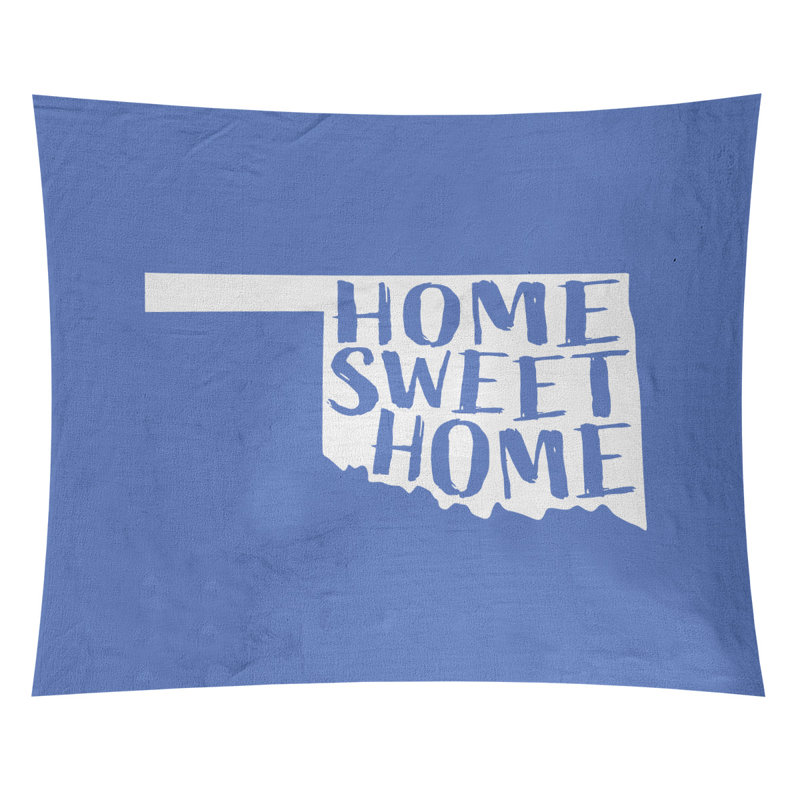 Tapisserie Home Sweet Oklahoma, H 104 po x l 88 po, Violet bleu clair