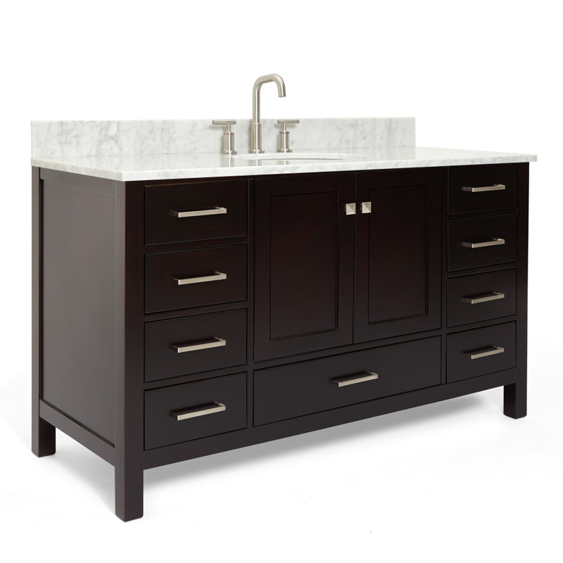 Ensemble de meuble-lavabo simple 55 po Flynt, Nickel brossé, Espresso