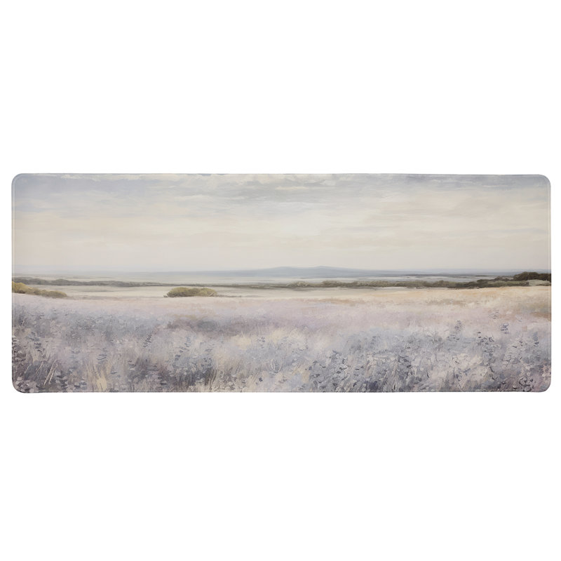 Sous-main imprimé « Paysage champêtre avec montagne au loin », design de Raymond Powers, 30 x 12
