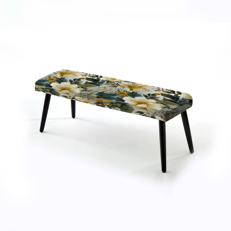 Motif de pivoines Botanical Bliss Boho - banc rembourré floral noir