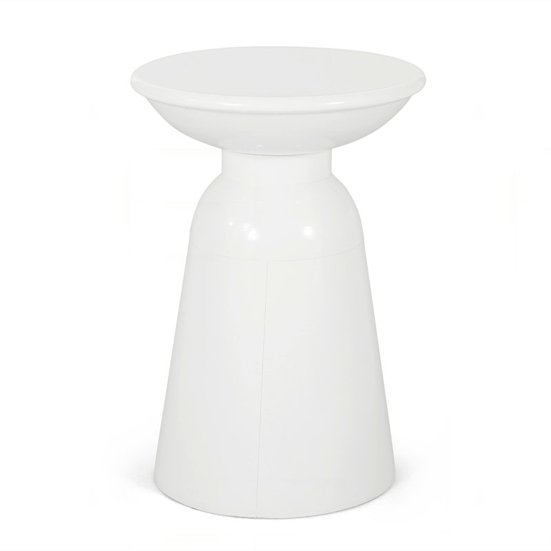 Outdoor Metal End table, White