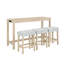 59" 4-Piece Bar Table Set with Power Outlet, 3 Upholstered Stools, Solid Wood Legs, Industrial Dining Table for Kitchen and Living Room-333276551