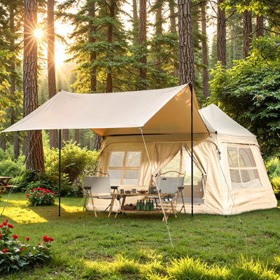 2-4 Person Inflatable Tents For Camping, Waterproof Glamping Tent, Dual-side Canopy With Pump