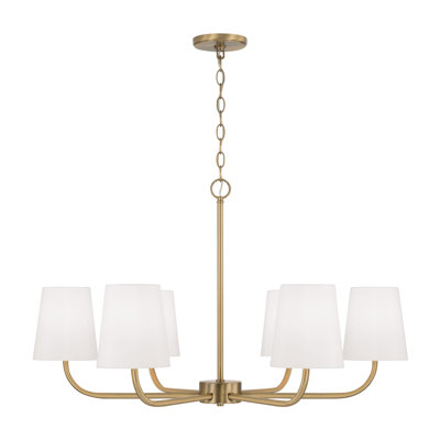 Brody 6 - Light Steel Dimmable Shaded / Spider Chandelier