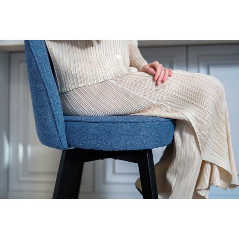 Kyenzie Swivel Upholstered Counter Stool, Light Gray