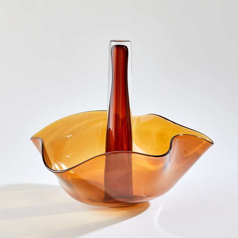 Andromeda Vase-Dark Amber-Lg, 15.75" H x 14.25" W x 14.25" D
