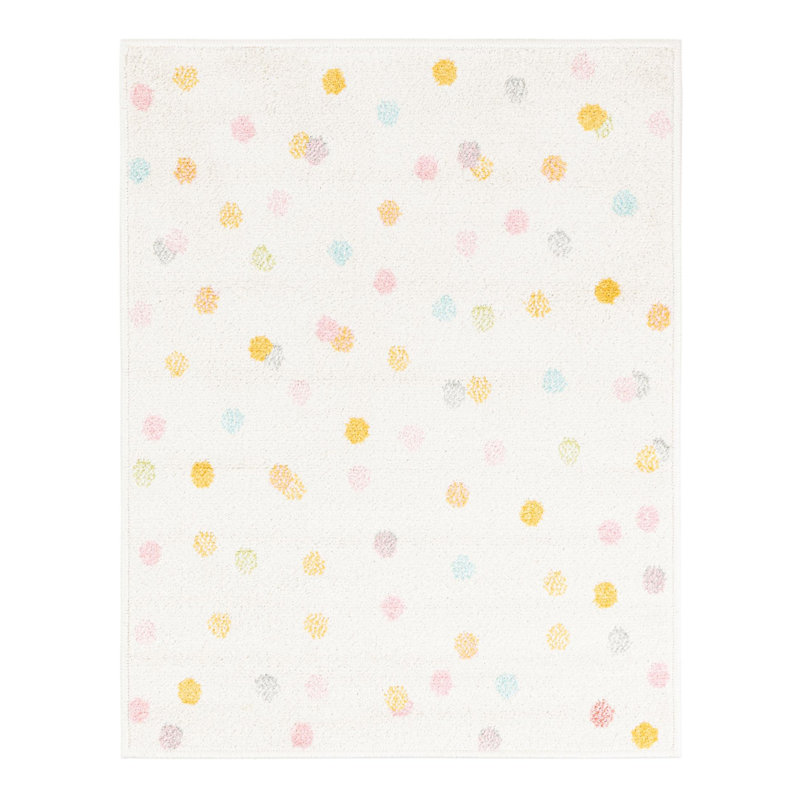 Polka Dots Machine Woven Polypropylene Plastic Rug, Rectangle 2'2" x 2'11"