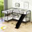 Emalie Twin over Twin L-Shaped Bunk Bed with Slide-1561655941