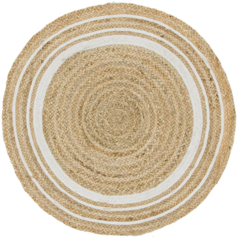 Tapis naturel tressé Lenard, Rond 3 pi 3 po, Natural/Beige