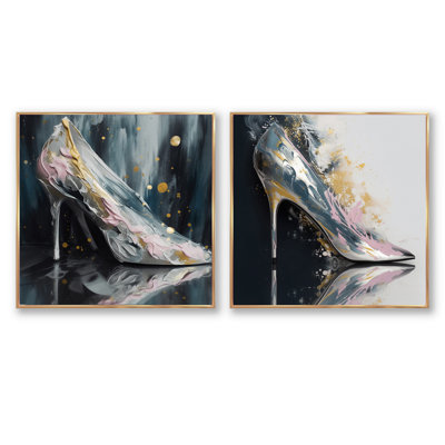 Enchantement rose à talons hauts - Ensemble de 2 collages Fashion Square