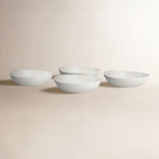 Portmeirion Set 4 Pezzi Ciotole E Vassoio In Porcellana Bianca - Lavabili In Lavastoviglie, Adatti A Microonde E Forno, 27.5x10x3.1 Cm