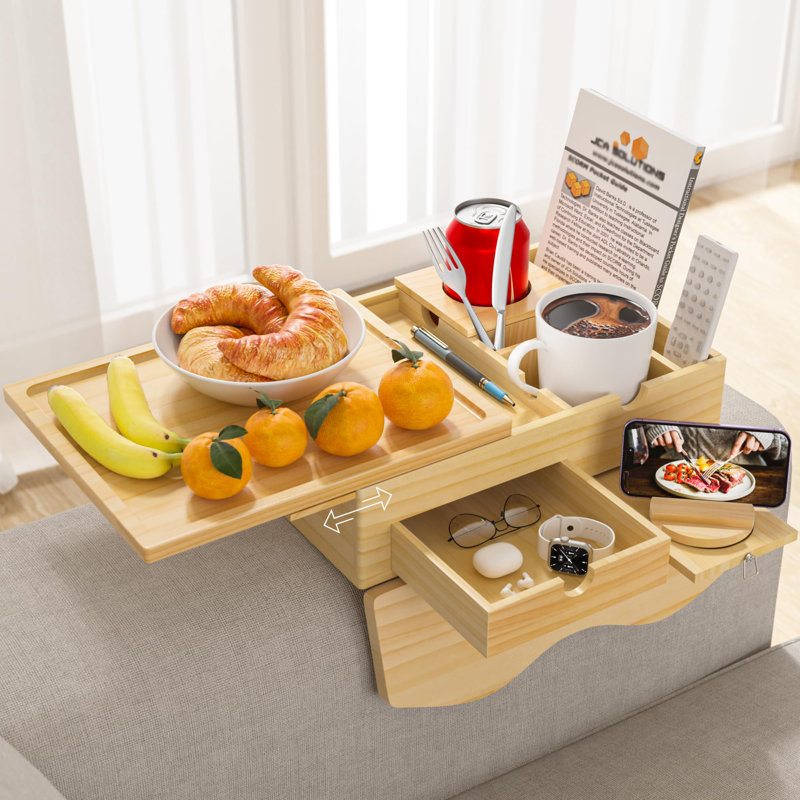 Plateau en bois avec accoudoirs pour canapé