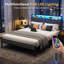 Upholstered Bed Frame with Charging Station and LED Lights-840921217
