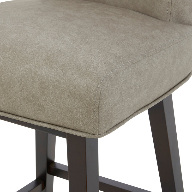 Tabouret de bar et de comptoir pivotant Elora, Similicuir galet gris pierre