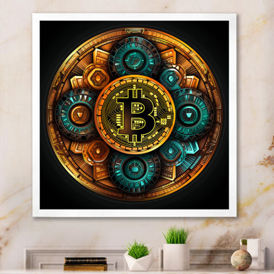Bitcoin Crypto Seal I - salon d'art mural géométrique moderne