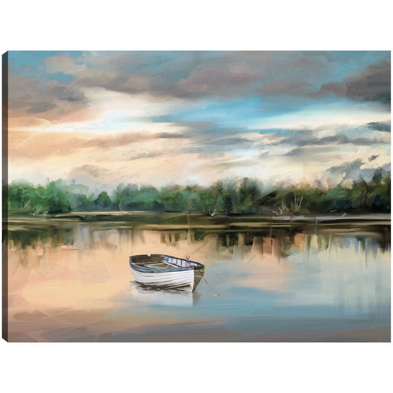 Impression sur toile Lakeside Row bateau par Studio Arts, H 27 po x l 36 po