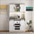 Bar Cabinet, Farmhouse White Buffet with Sliding Barn Door, Storage &amp; USB Ports | Finished MDF | Rustic Coffee Bar Sideboard