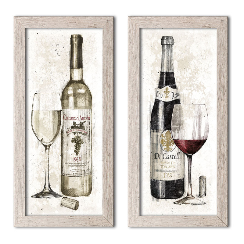 «Pencil Wine I and Pencil Wine II», ensemble de 2 reproductions d'impressions, H 20 po x l 10 po, Impression encadrée