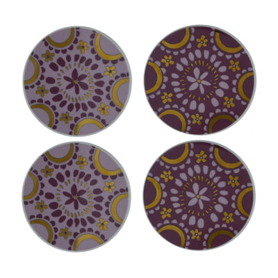 Stoneware Round 4 Piece Coaster Set