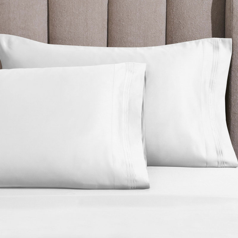 Taie d'oreiller en coton égyptien Tipton, Blanc, Standard