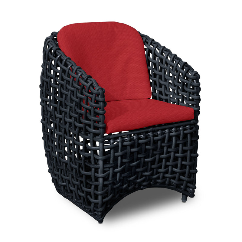 Dynasty Outdoor Dining Armchair, Black Mushroom, Canvas Jockey Red Sunbrella® Canvas