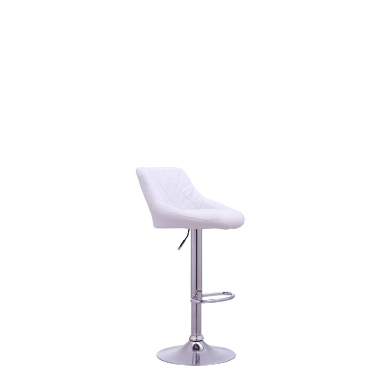 Rieder Swivel Upholstered Adjustable Height Counter Stool with Metal Frame, White