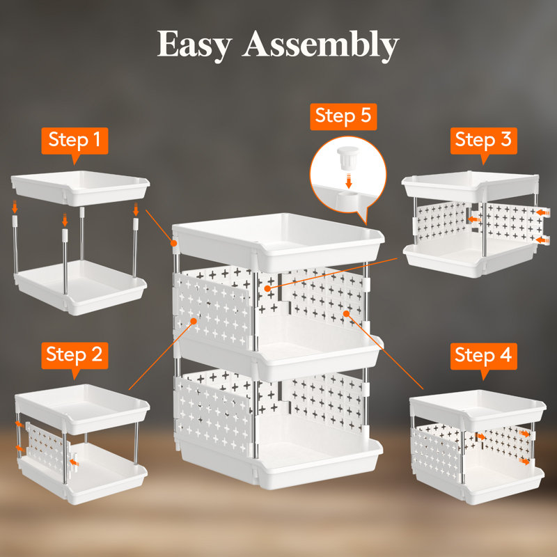 Plastic Stackable Storage Baskets, 3 Tier Stacking Bins For Closet Wardrobe, Playroom, Kitchen And Pantry Organization, Large Capacity Multi-functional Storage Containers Shelves, White