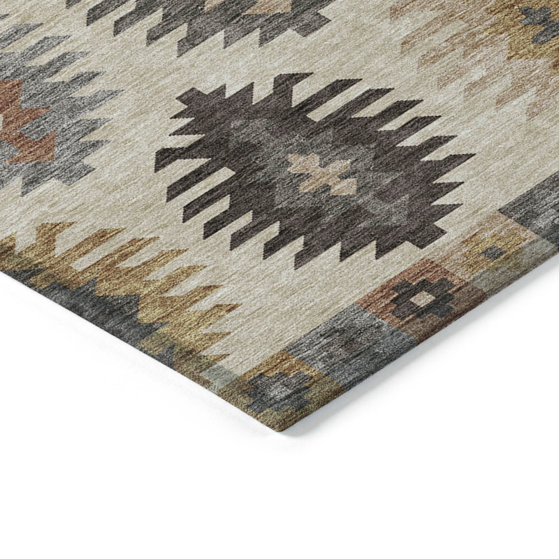 Tapis beige lavable intérieur / extérieur 8 pi x 10 pi Southwestern