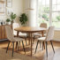 5 Pieces Round Kitchen Table With Upholstered Chenille Fabric Leather Dining Chairs