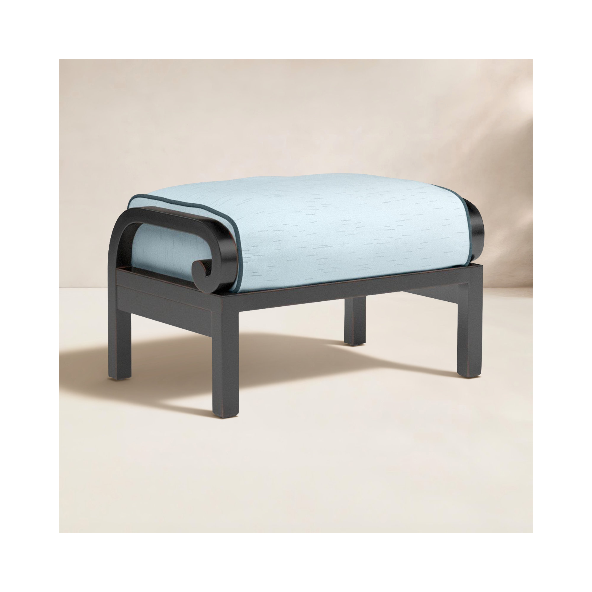 Monterey Outdoor Ottoman with Sunbrella® Cushion, Canvas Skyline Sunbrella®