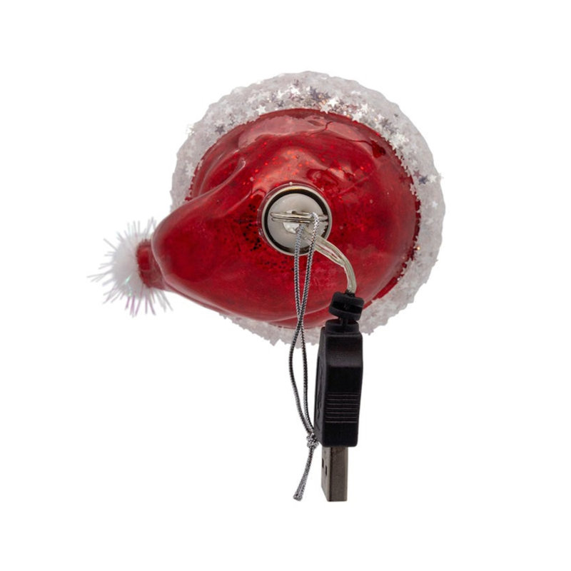 Kurt Adler Pre-lit Hanging Glass Ornament, Warm White LED's, USB-Powered Day of the Dead Skull
