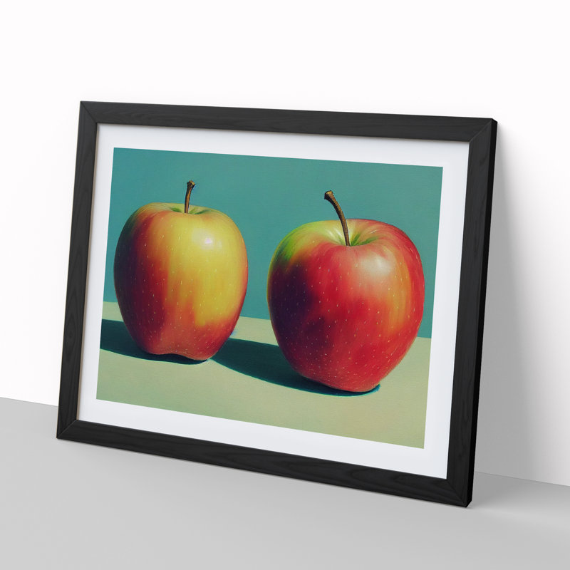 Two Apples Fruit Vol.2 - Framed Print, Black, 46cm H x 64cm W x 2cm D
