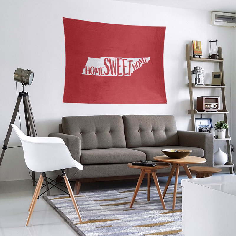Tapisserie Home Sweet Tennessee, H 104 po x l 88 po, Rouge