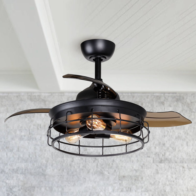 36'' Robichaux 3 - Blade Retractable Blades Ceiling Fan with Remote Control and Light Kit Included