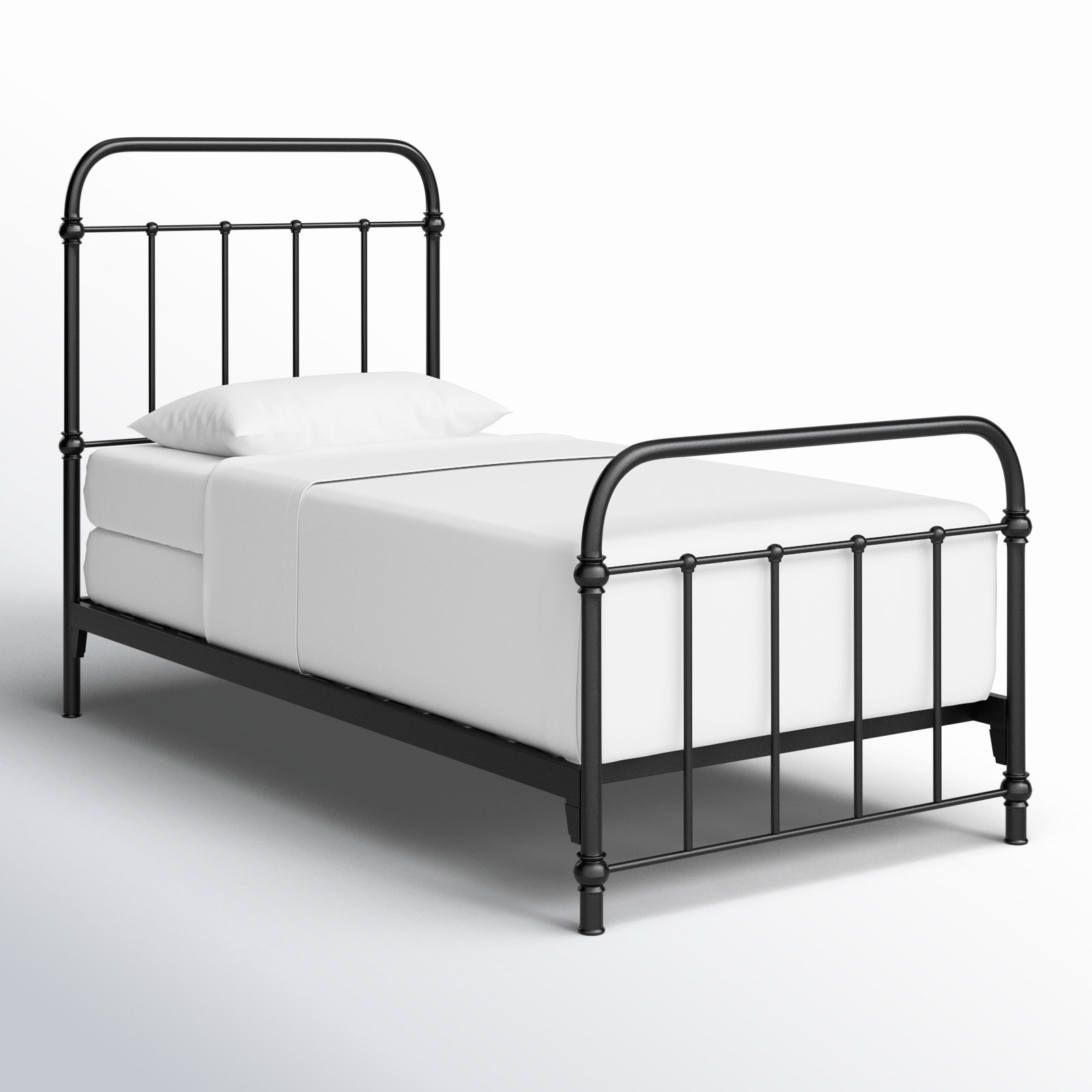 Niles Metal Spindle Bed, Black, Twin