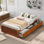 Orisfur. Lit plateforme simple avec rangement à 3 tiroirs, lit simple, cadre de lit tapissier, cadre de lit en bois