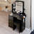 Jamie Cabinet Vanity Table with Padded Stool-2087692803