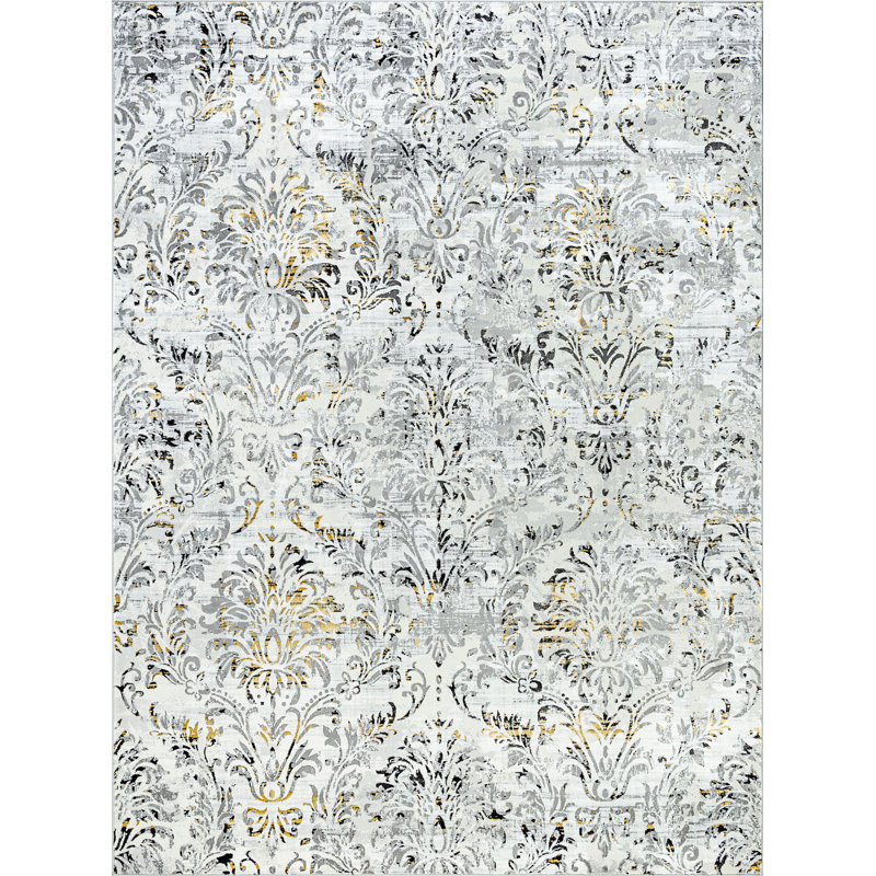 Tapis jaune / gris Electra, Rectangle 7 pi 10 po x 10 pi 2 po
