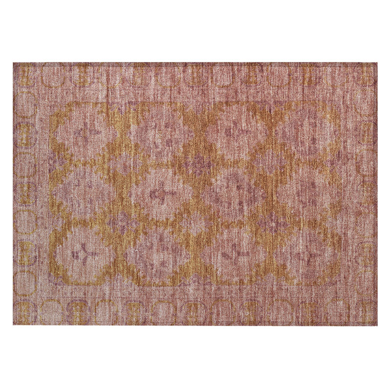 Blush Rectangular Machine Washable Synthetic Rug
