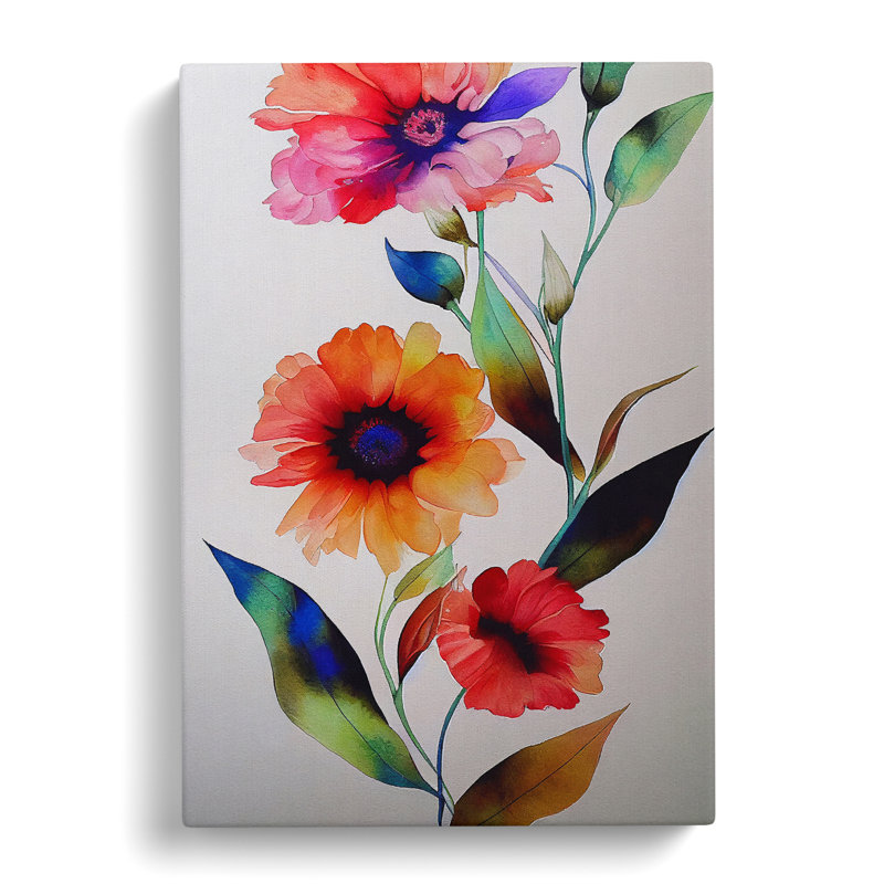 XC1022-3685X Pretty Watercolour Flowers No.4 - Wrapped Canvas Print, 76cm H x 50cm W x 2cm D