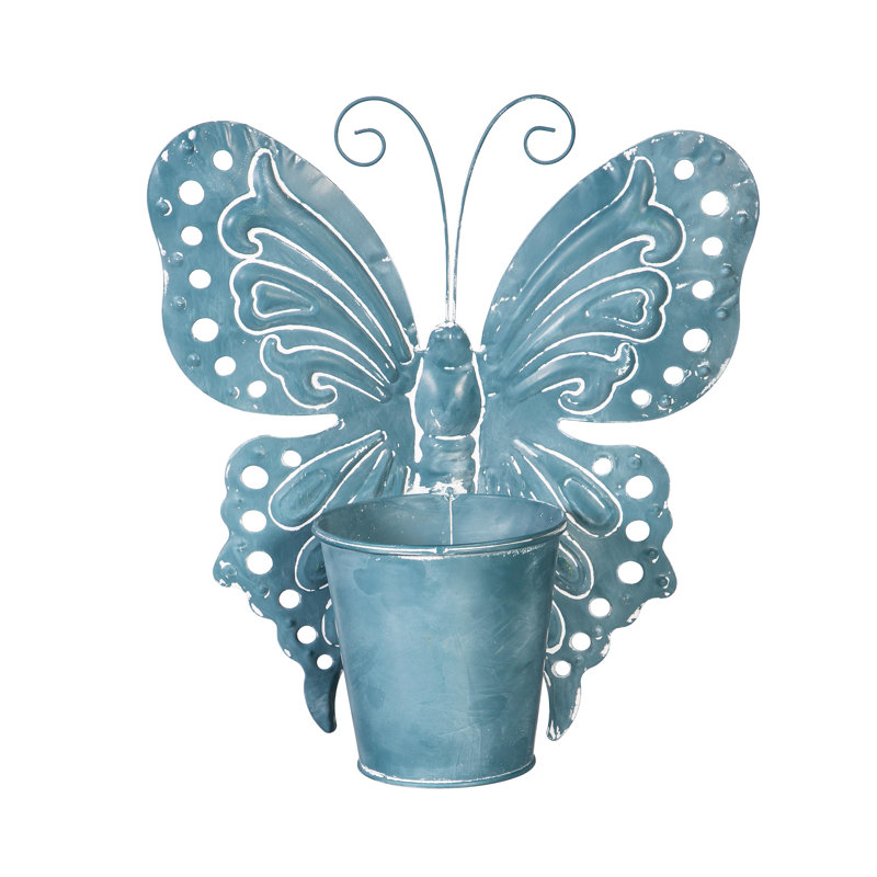 Pot à fleurs en métal, bleu