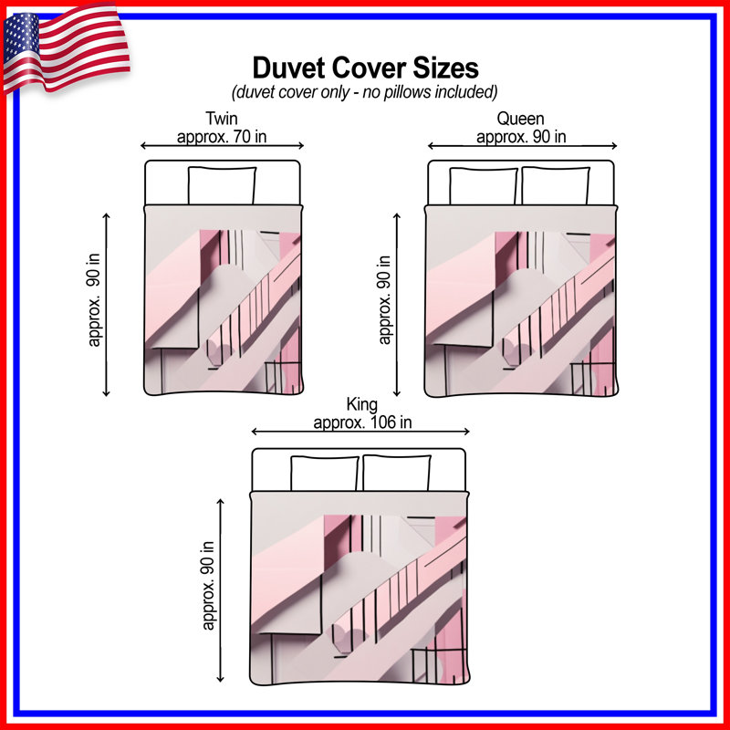 Pink Geometric Abstract Duvet Covers, Twin
