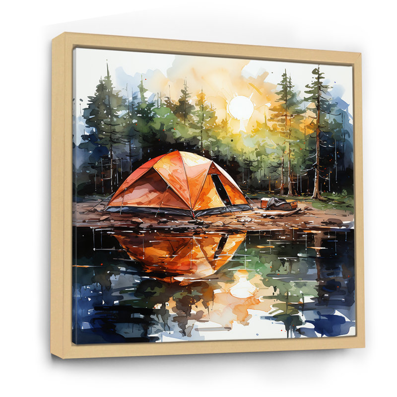 Forest Forest Tents Retreat 1 - fruits, art mural, Cadre flottant brun, H 16 po x l 16 po