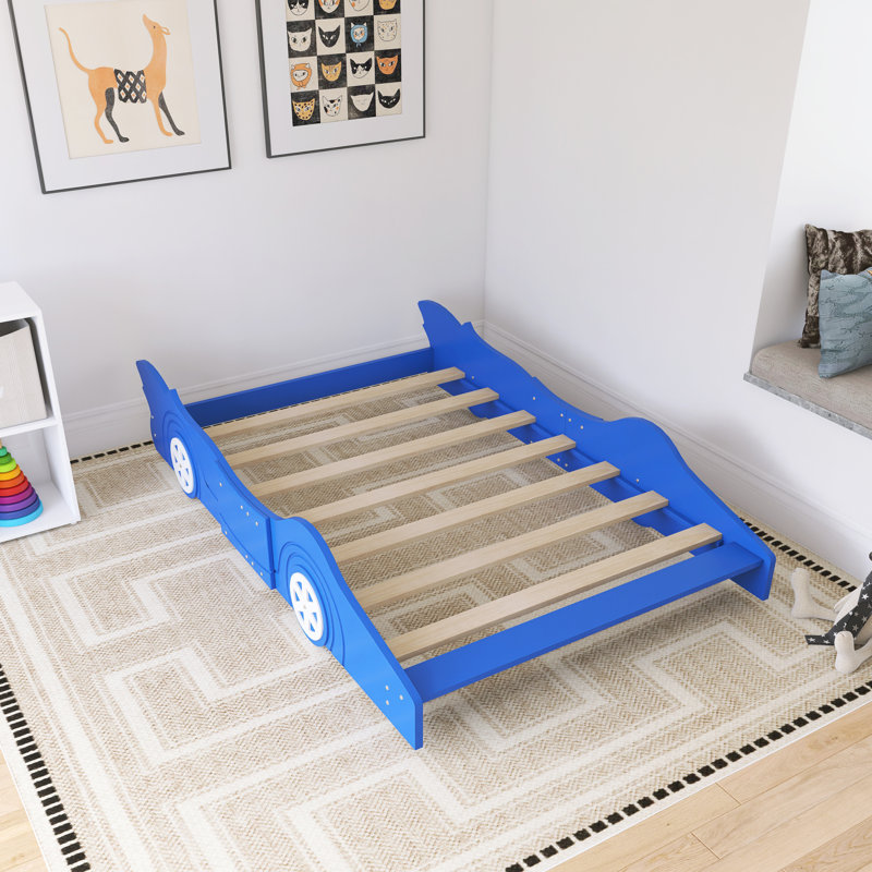  Lit plateforme avec roulettes Race, Bleu, Double