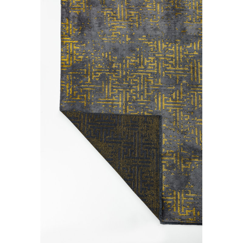 Rapture Gray/Lemon Camouflage Luxury Area Rug, Rectangle 7'10" x 11'2"