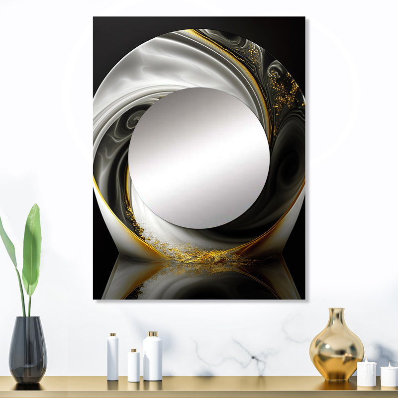 «Abstract Modern Swirl II», miroir mural décoratif en spirales abstraites, grand miroir noir, 32 po x 24 po