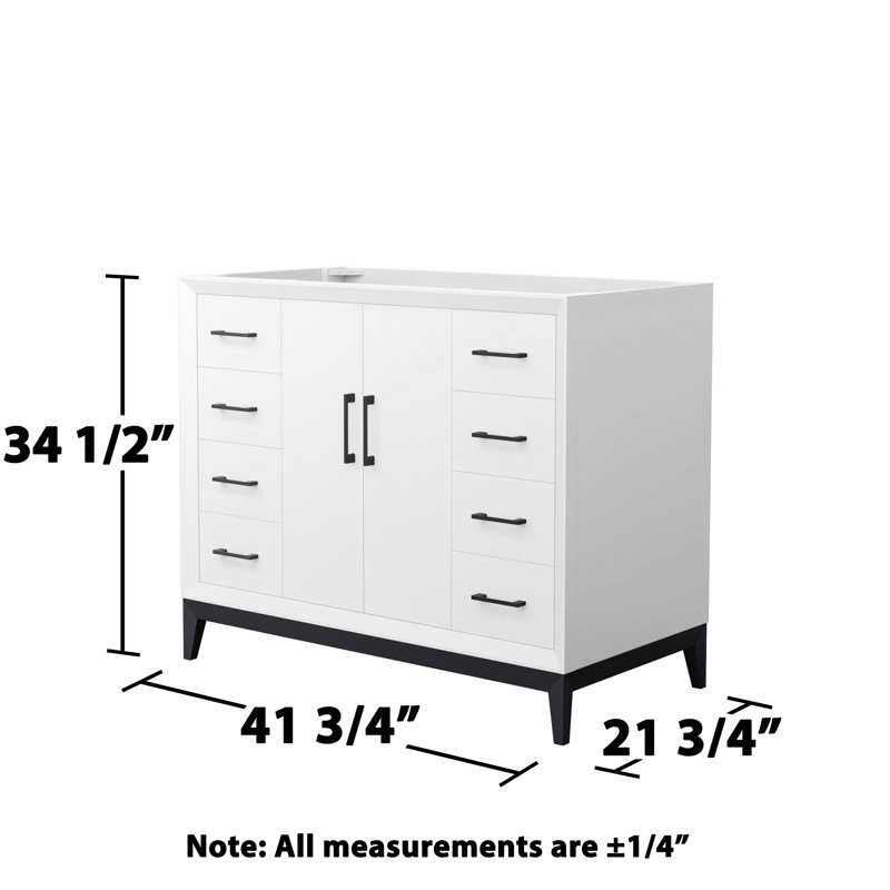 Base de meuble-lavabo simple 41,75 po seulement, Blanc / noir mat
